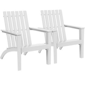 Outdoor Durable Patio Acacia Wood Adirondack Lounge Armchair (Color: White)